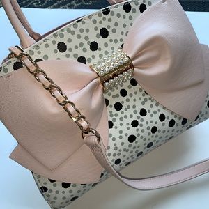 28. Betsy Johnson Handbag Pink Bow Polka Dots